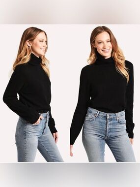 Vince medium 100% cashmere no seam boxy sweater in black